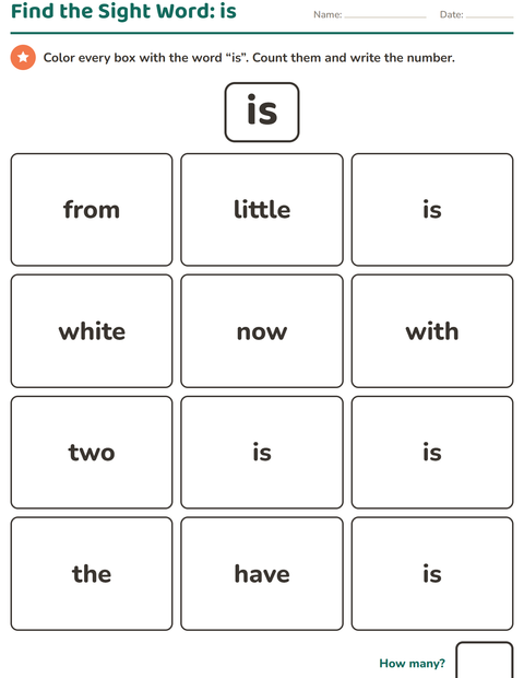 Preview of Sight Words worksheet for kindergarten