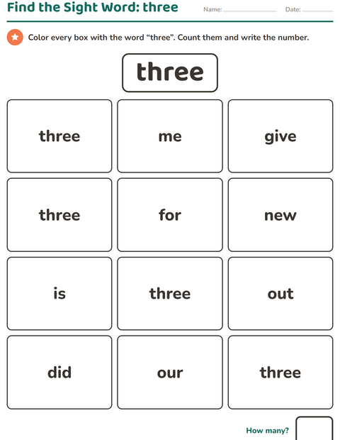 Preview of Sight Words worksheet for kindergarten