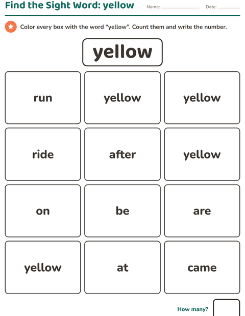 Preview of Sight Words worksheet for kindergarten