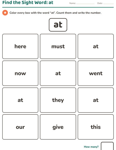 Preview of Sight Words worksheet for kindergarten