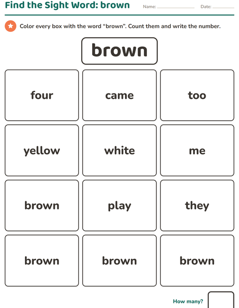 Preview of Sight Words worksheet for kindergarten