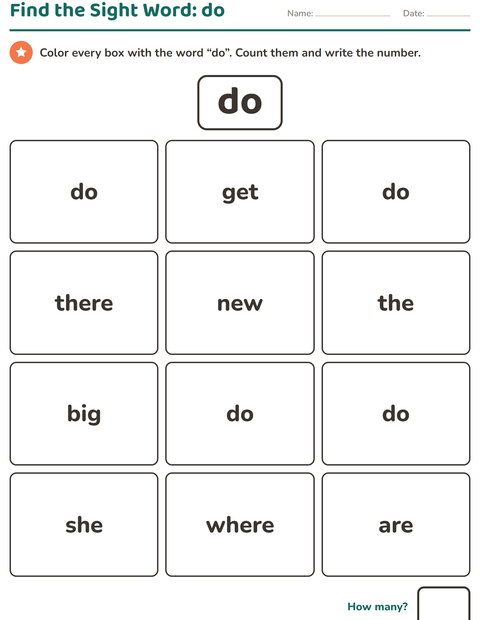 Preview of Sight Words worksheet for kindergarten