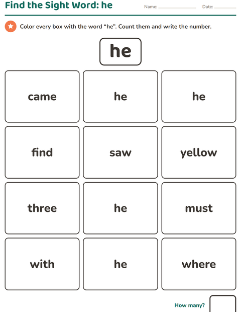 Preview of Sight Words worksheet for kindergarten