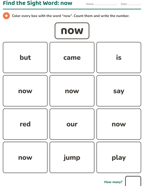 Preview of Sight Words worksheet for kindergarten