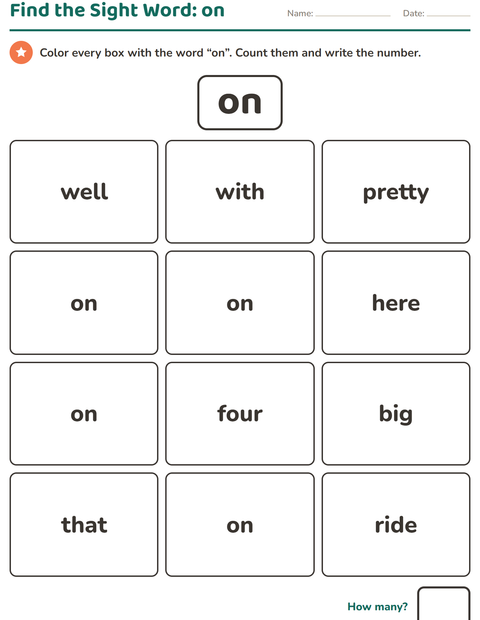 Preview of Sight Words worksheet for kindergarten