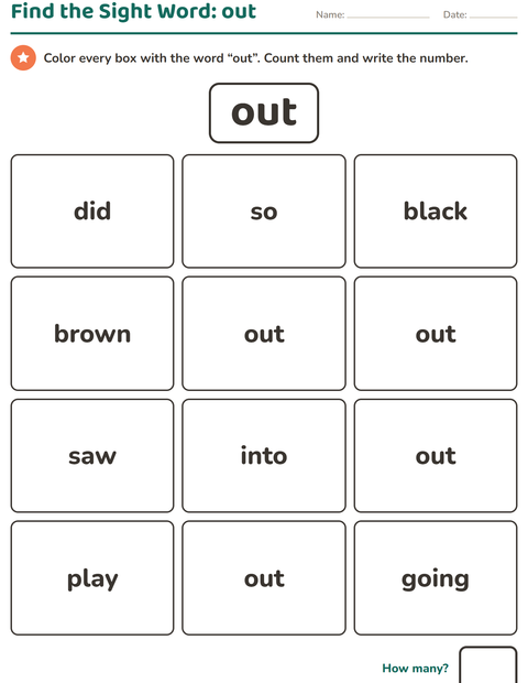 Preview of Sight Words worksheet for kindergarten
