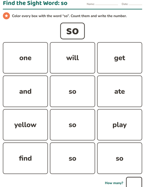 Preview of Sight Words worksheet for kindergarten