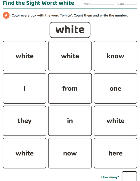 Preview of Sight Words worksheet for kindergarten