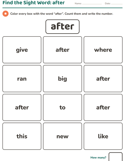 Preview of Sight Words worksheet for kindergarten