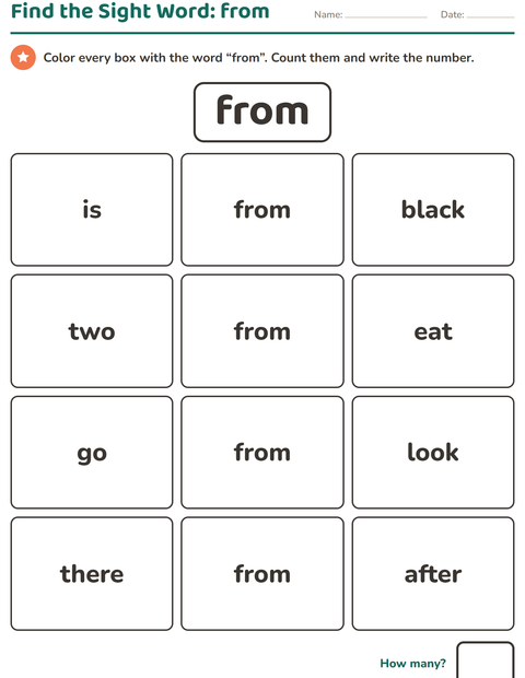 Preview of Sight Words worksheet for kindergarten