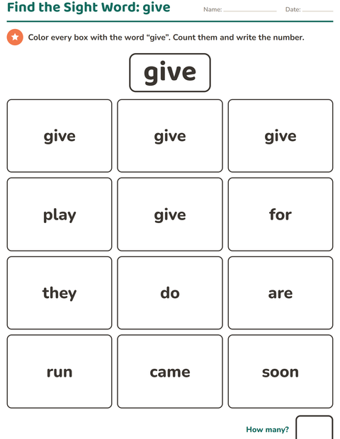 Preview of Sight Words worksheet for kindergarten