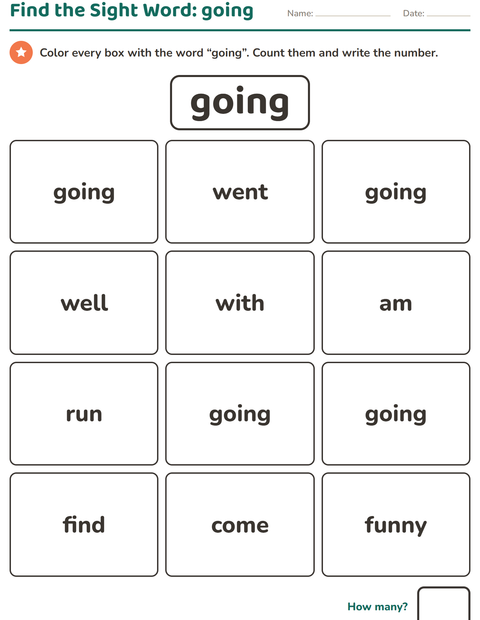 Preview of Sight Words worksheet for kindergarten
