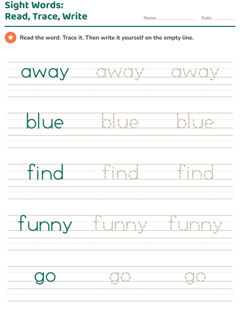Preview of Sight Words worksheet for kindergarten