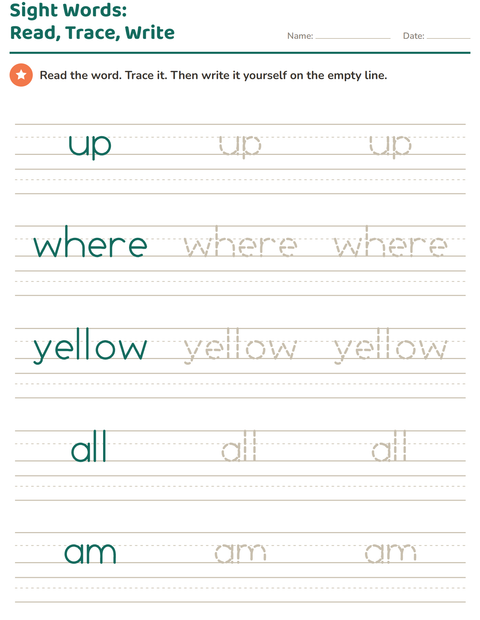 Preview of Sight Words worksheet for kindergarten
