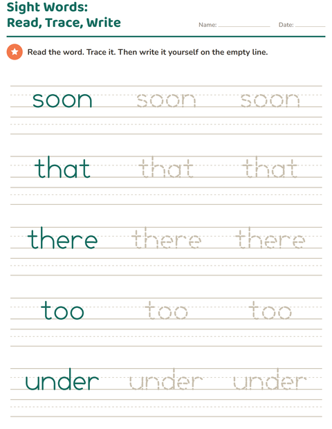 Preview of Sight Words worksheet for kindergarten