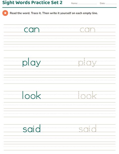 Preview of Sight Words worksheet for kindergarten
