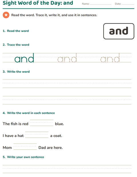 Preview of Sight Words worksheet for kindergarten