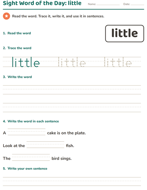 Preview of Sight Words worksheet for kindergarten