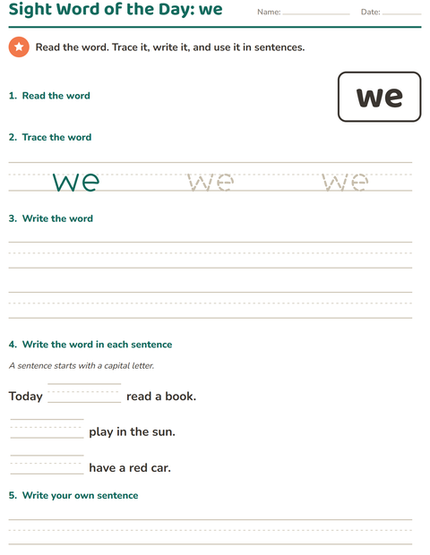 Preview of Sight Words worksheet for kindergarten