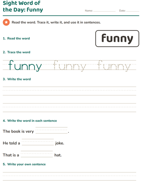 Preview of Sight Words worksheet for kindergarten