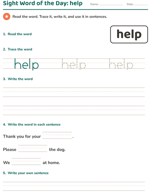 Preview of Sight Words worksheet for kindergarten