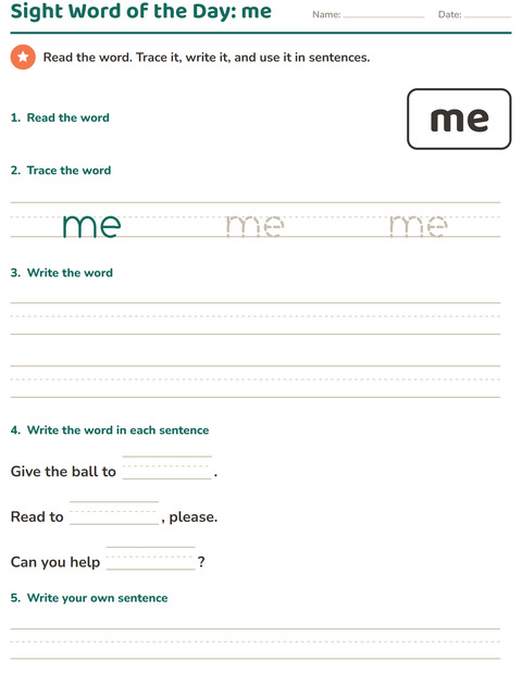Preview of Sight Words worksheet for kindergarten
