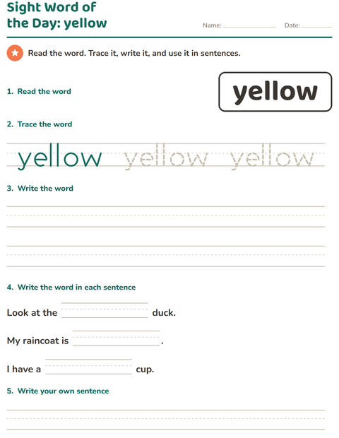 Preview of Sight Words worksheet for kindergarten