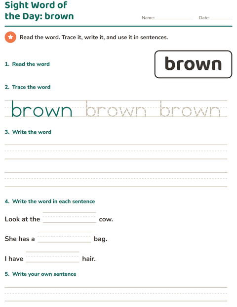 Preview of Sight Words worksheet for kindergarten