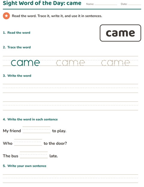 Preview of Sight Words worksheet for kindergarten