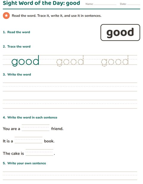 Preview of Sight Words worksheet for kindergarten