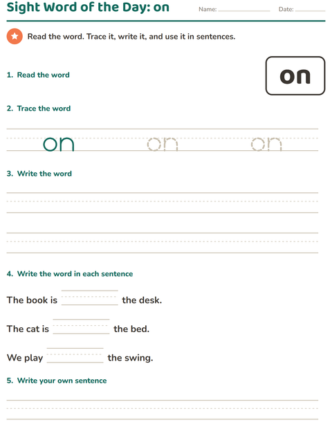 Preview of Sight Words worksheet for kindergarten