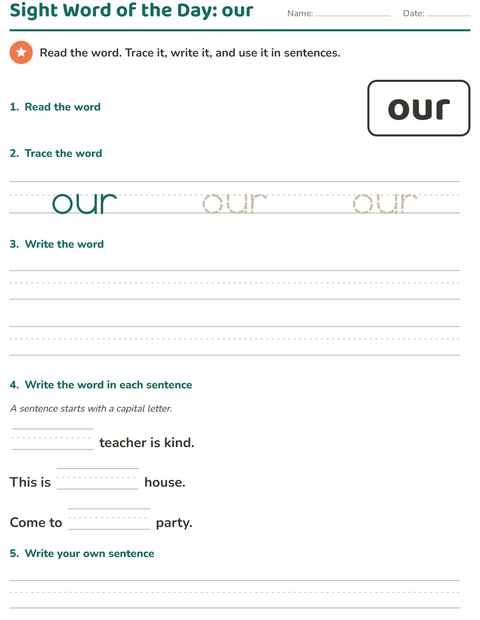 Preview of Sight Words worksheet for kindergarten