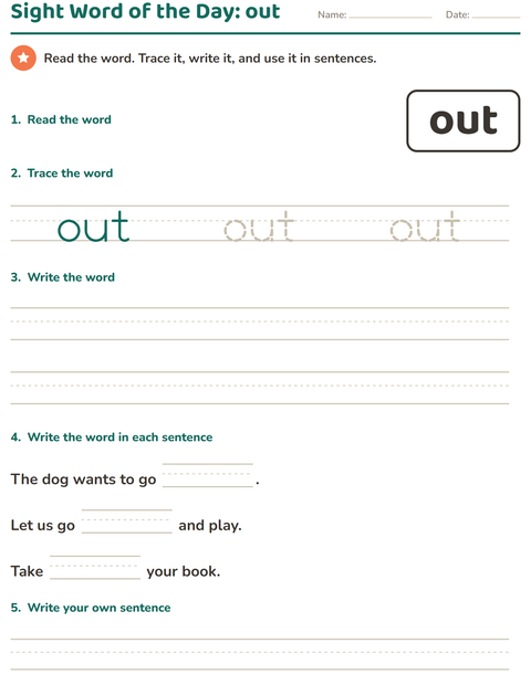 Preview of Sight Words worksheet for kindergarten