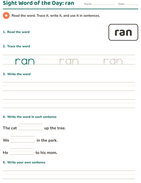 Preview of Sight Words worksheet for kindergarten