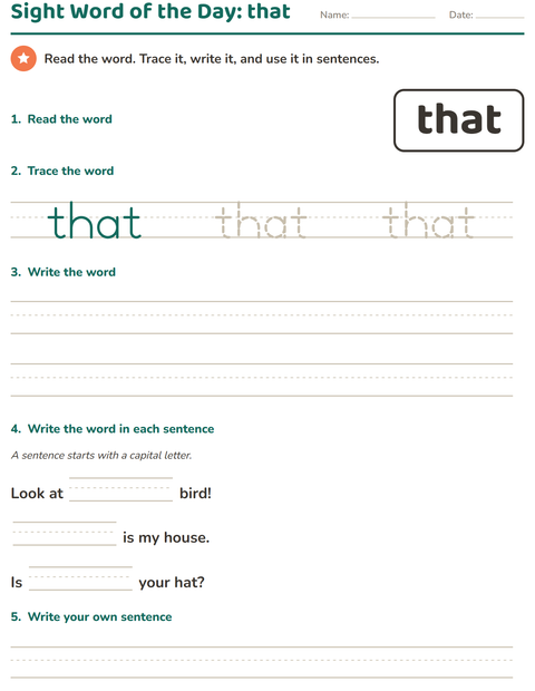 Preview of Sight Words worksheet for kindergarten