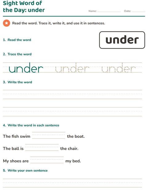 Preview of Sight Words worksheet for kindergarten