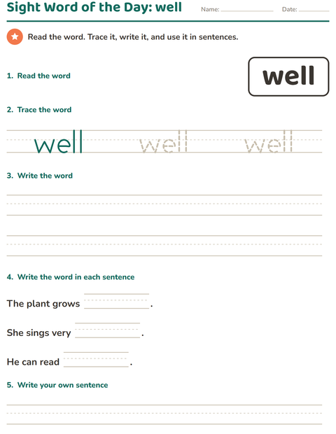 Preview of Sight Words worksheet for kindergarten