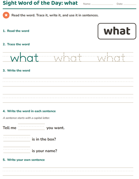 Preview of Sight Words worksheet for kindergarten
