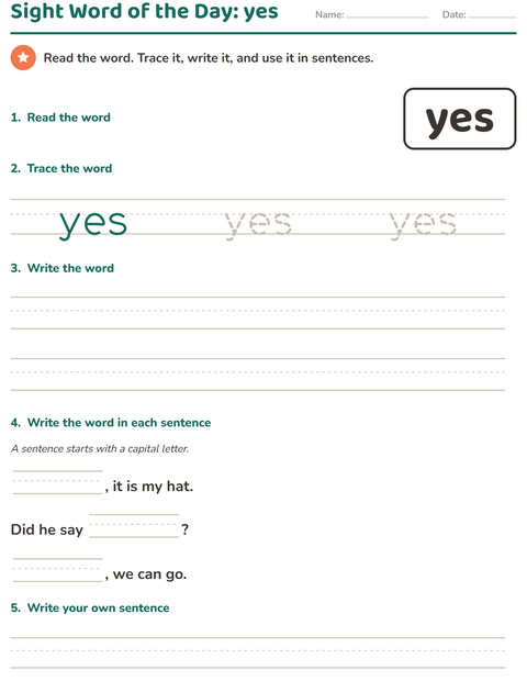 Preview of Sight Words worksheet for kindergarten