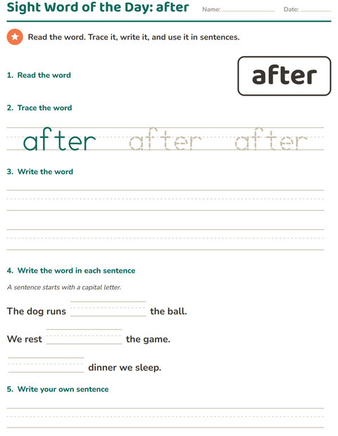 Preview of Sight Words worksheet for kindergarten