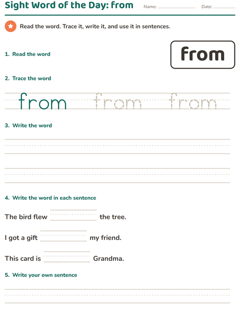 Preview of Sight Words worksheet for kindergarten