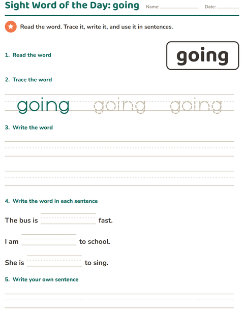 Preview of Sight Words worksheet for kindergarten