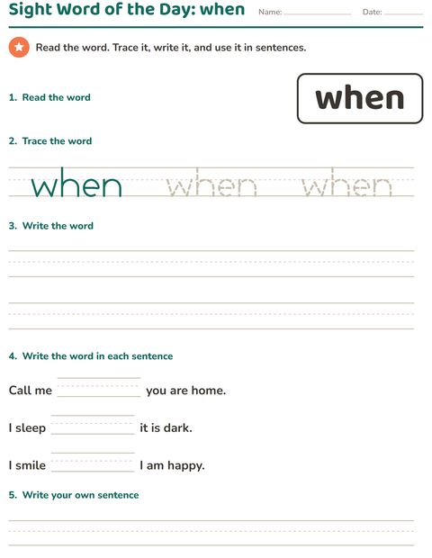 Preview of Sight Words worksheet for kindergarten