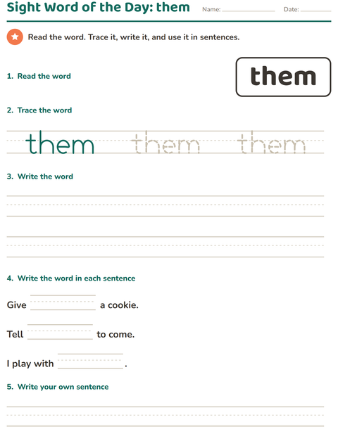 Preview of Sight Words worksheet for kindergarten