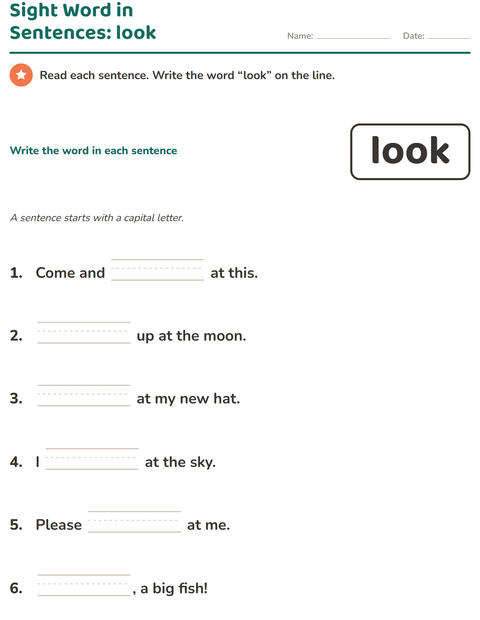 Preview of Sight Words worksheet for kindergarten