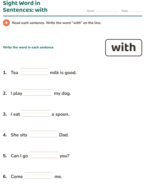 Preview of Sight Words worksheet for kindergarten