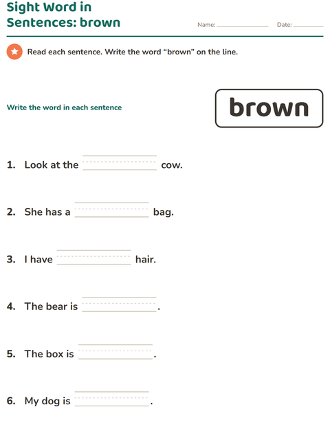 Preview of Sight Words worksheet for kindergarten