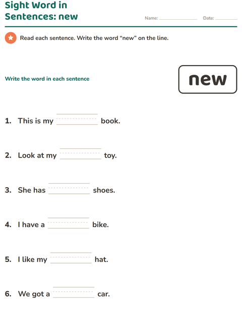 Preview of Sight Words worksheet for kindergarten