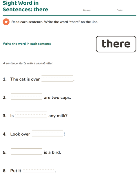 Preview of Sight Words worksheet for kindergarten