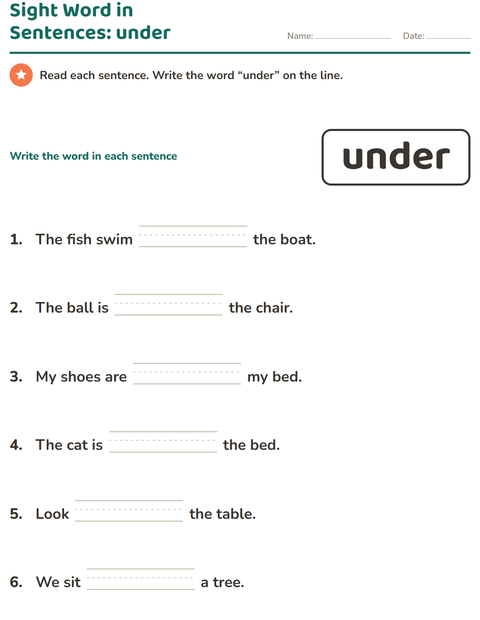 Preview of Sight Words worksheet for kindergarten